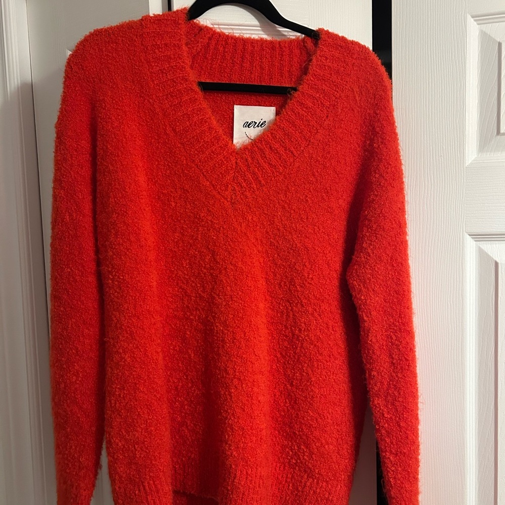 Aerie Vibrant Red V-Neck Sweater